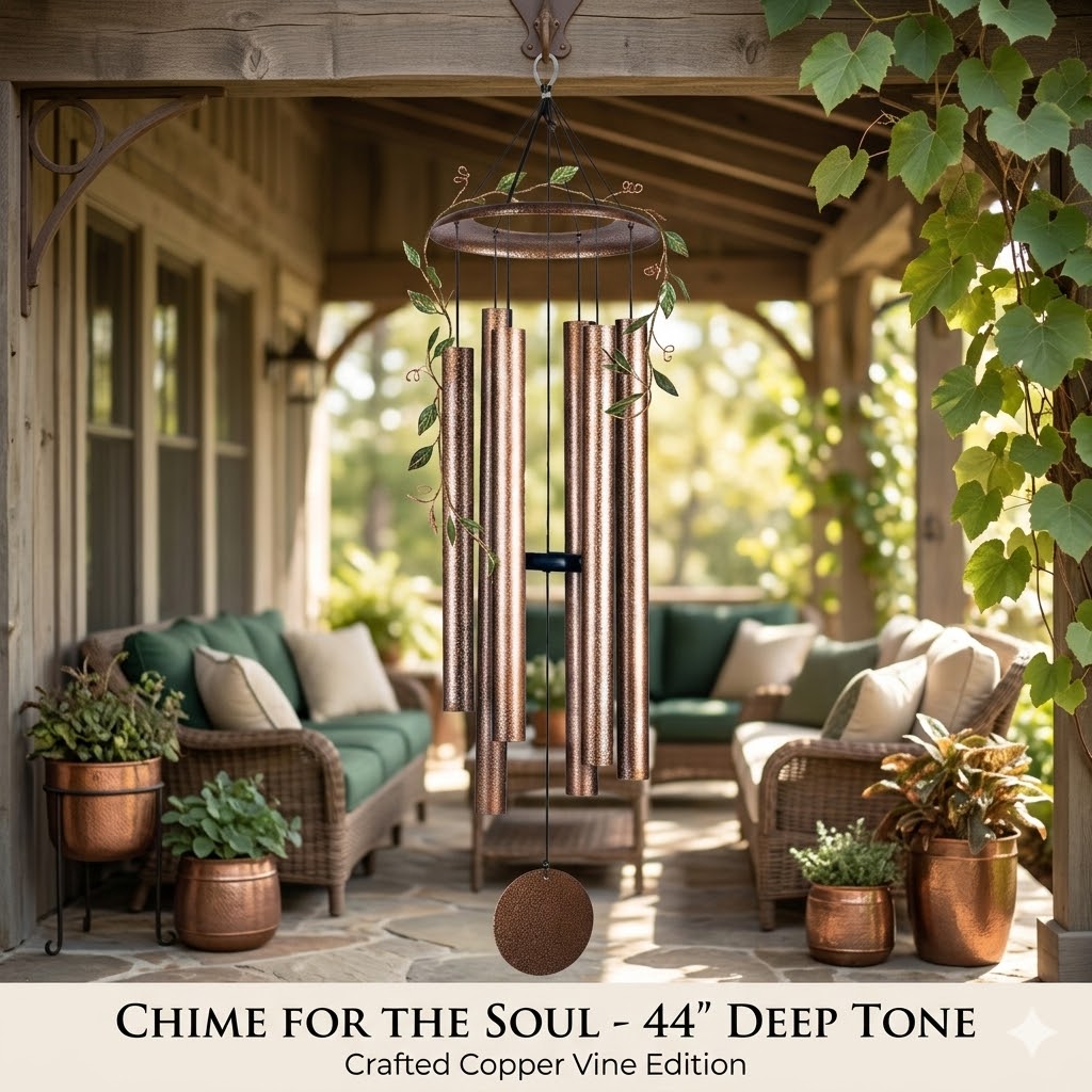 HOHIYA 44 Inch Large Wind Chimes for Outside Deep Tone Soothing Bass Sound Heavy Duty Aluminum Metal Windchime for Garden Patio and Memorial and Mother Gift Copper Vein